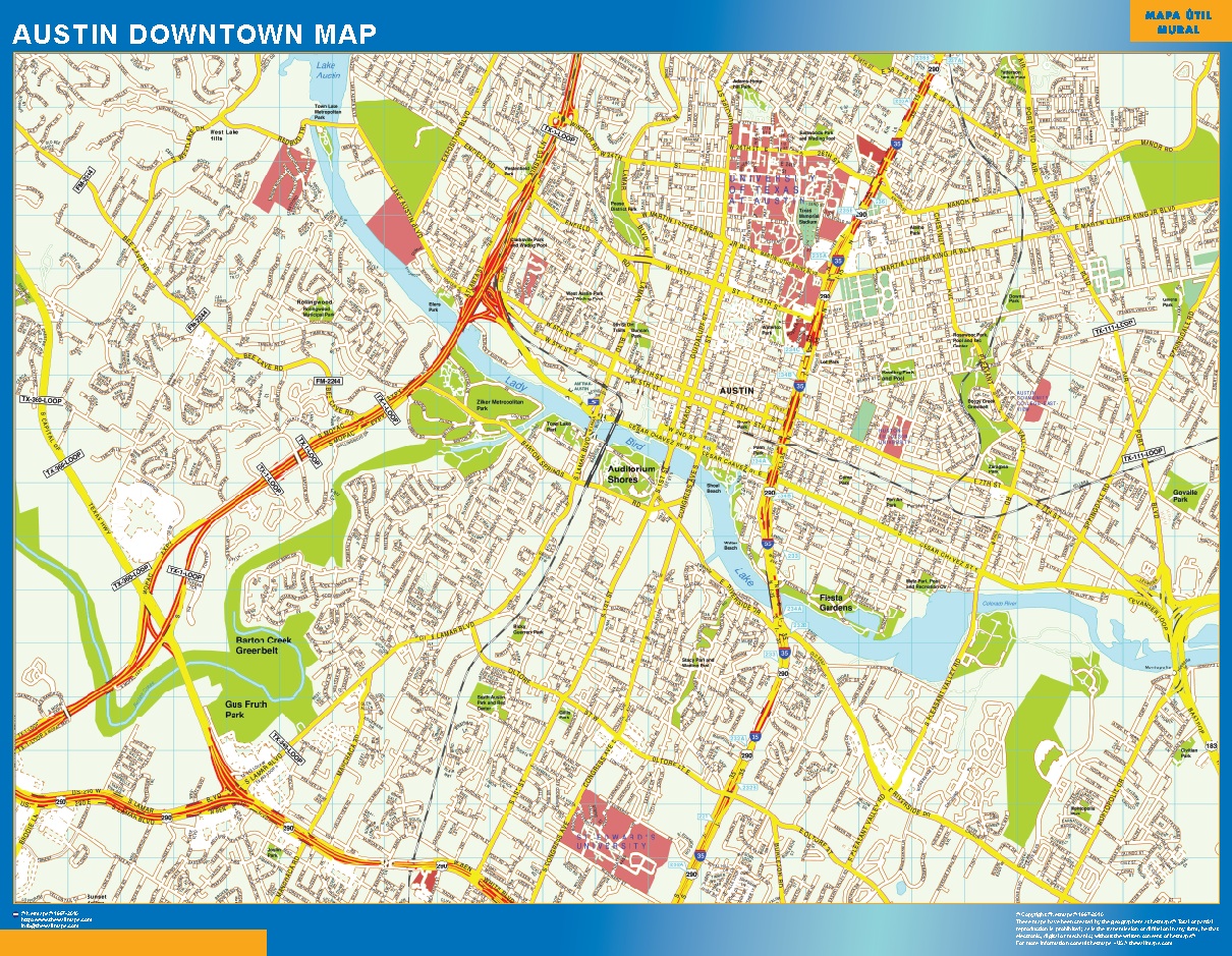 Mapa Austin Downtown 