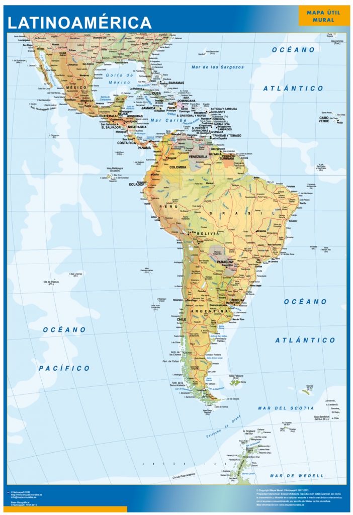 Mapa Latinoamerica plastificado | Mapas para Colombia y América Central ...