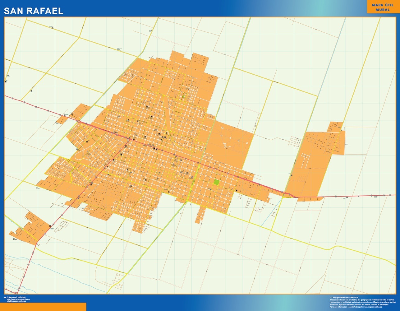 Mapa San Rafael en Argentina plastificado